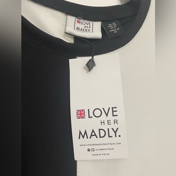 Love Her Madly Ladies Retro Mod 2 Tone Dress - Picture 3 of 4